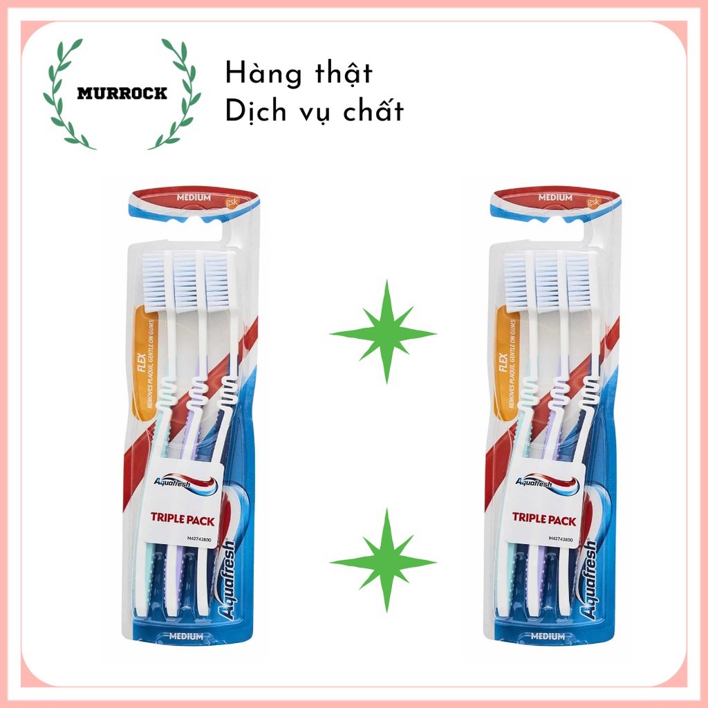 Bàn chải đánh răng Aquafresh Flex Medium, bộ 3 cái UK Anh Quốc