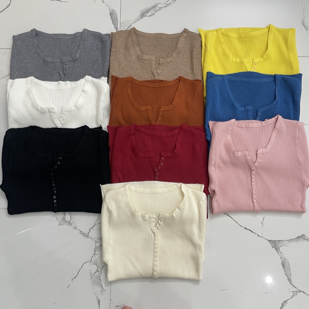 Áo len nữ hàn quốc vải len tăm form ôm dáng freesize 62kg hàng Quảng Châu KC-1