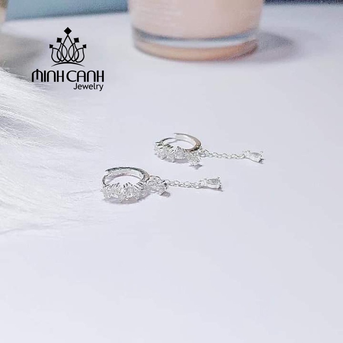 Khuyên Tai Bạc Đá Thả Nhỏ - Minh Canh Jewelry