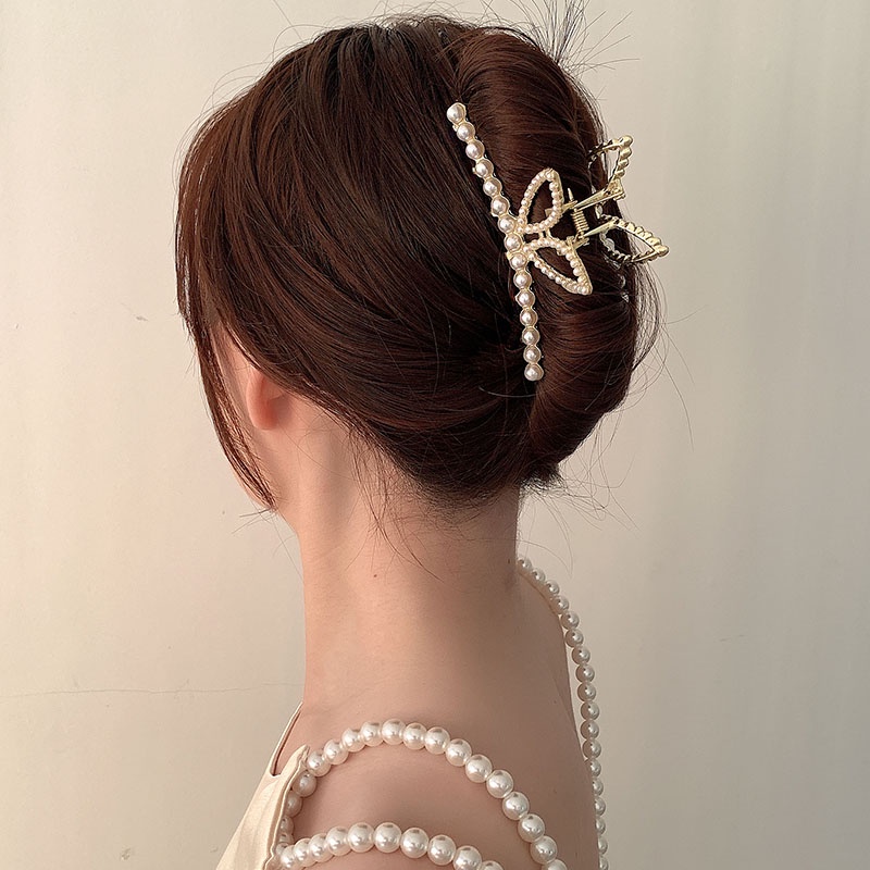 Kẹp Tóc Hình Cá Mập Đính Đá Và Ngọc Trai Giả Sang Trọng Dành Cho Nữ