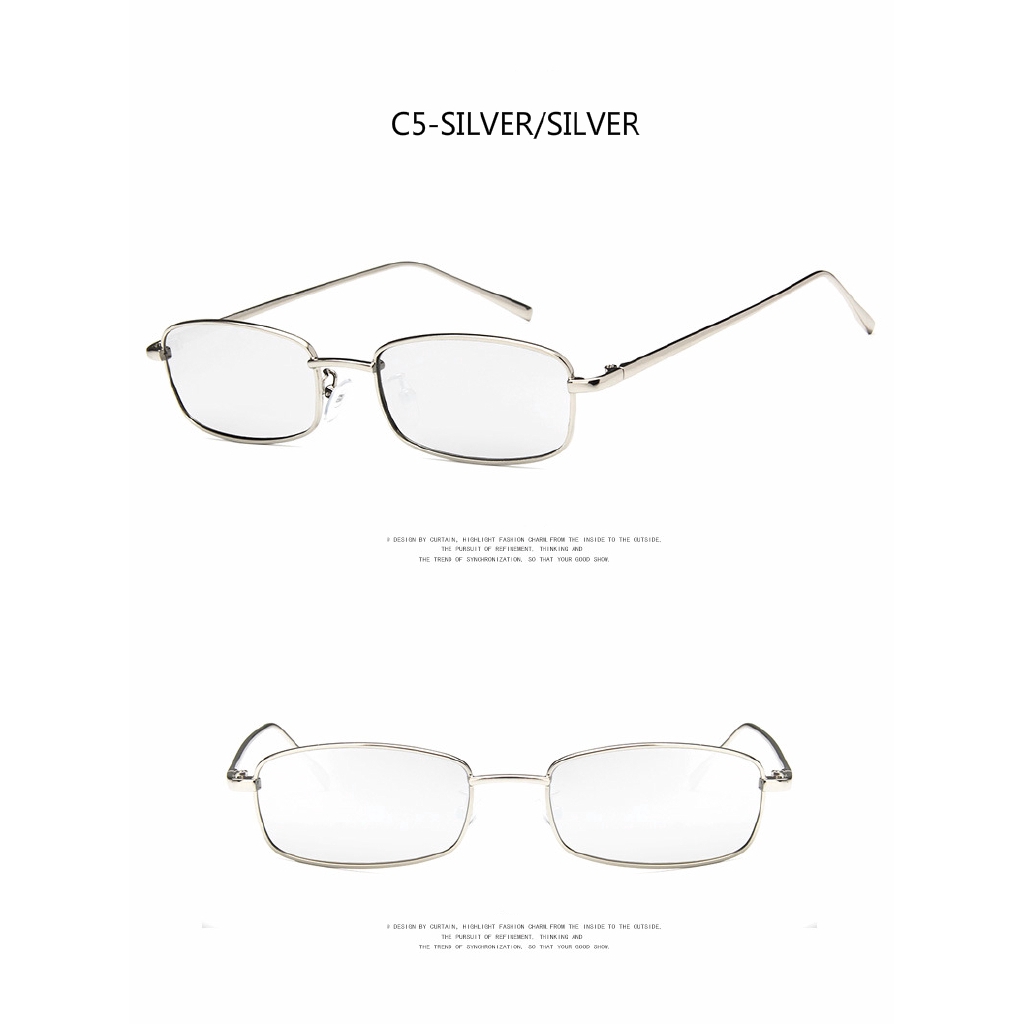 Kính mát thời trang hình chữ nhật kim loại INS cho nam và nữ