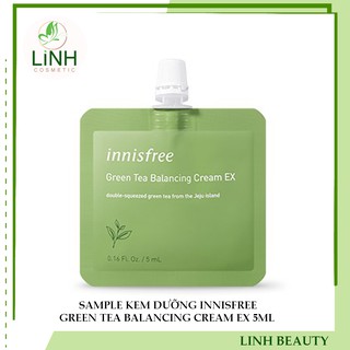 SAMPLE KEM DƯỠNG INNISFREE GREEN TEA BALANCING CREAM EX 5ML