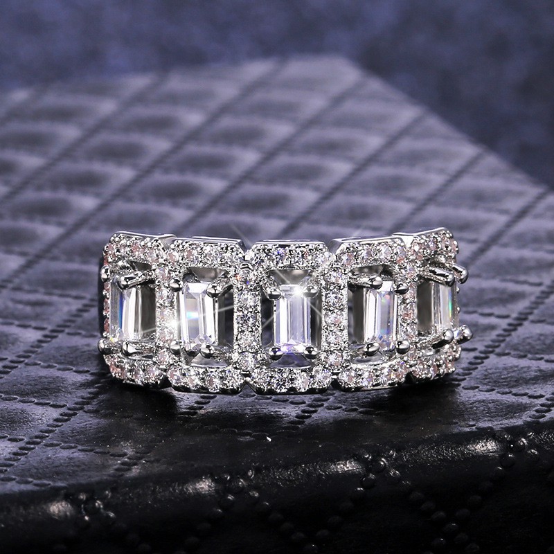 Fashion large row of zirconium diamond copper ring women Yiyuan City origin