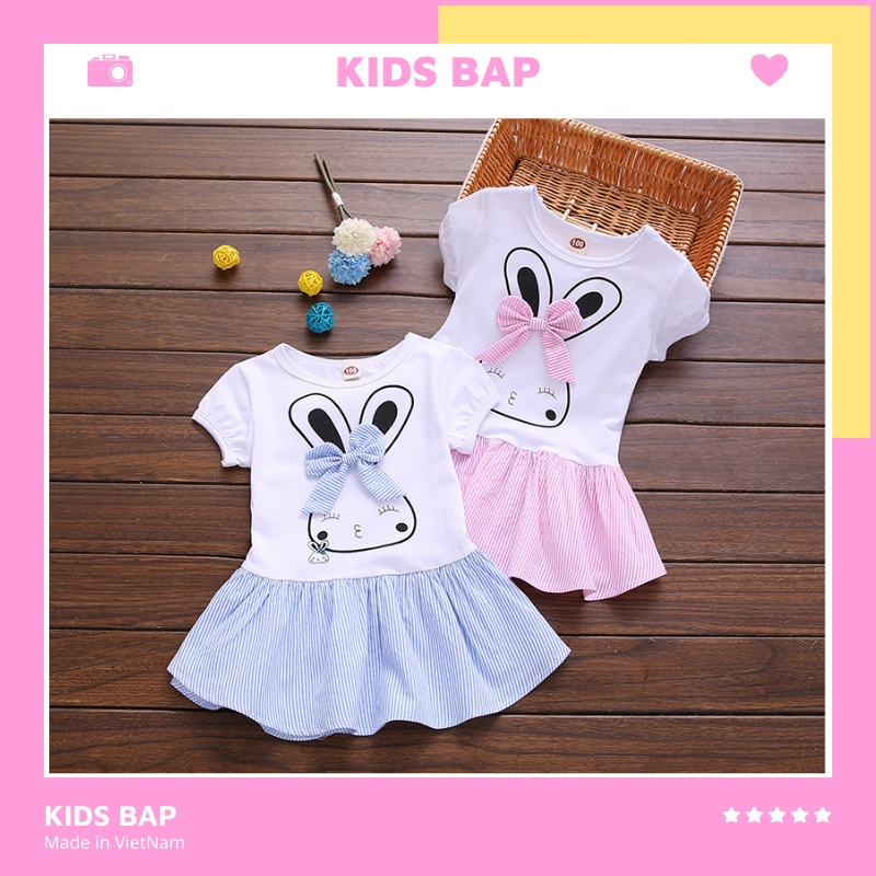 Váy bé gái mùa hè chất cotton hình thỏ 8-18kg