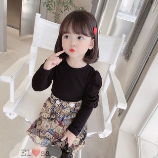 Váy bé gái - Set áo tay bồng + chân váy gấu siêu xinh cho bé từ 1-5 Tuổi