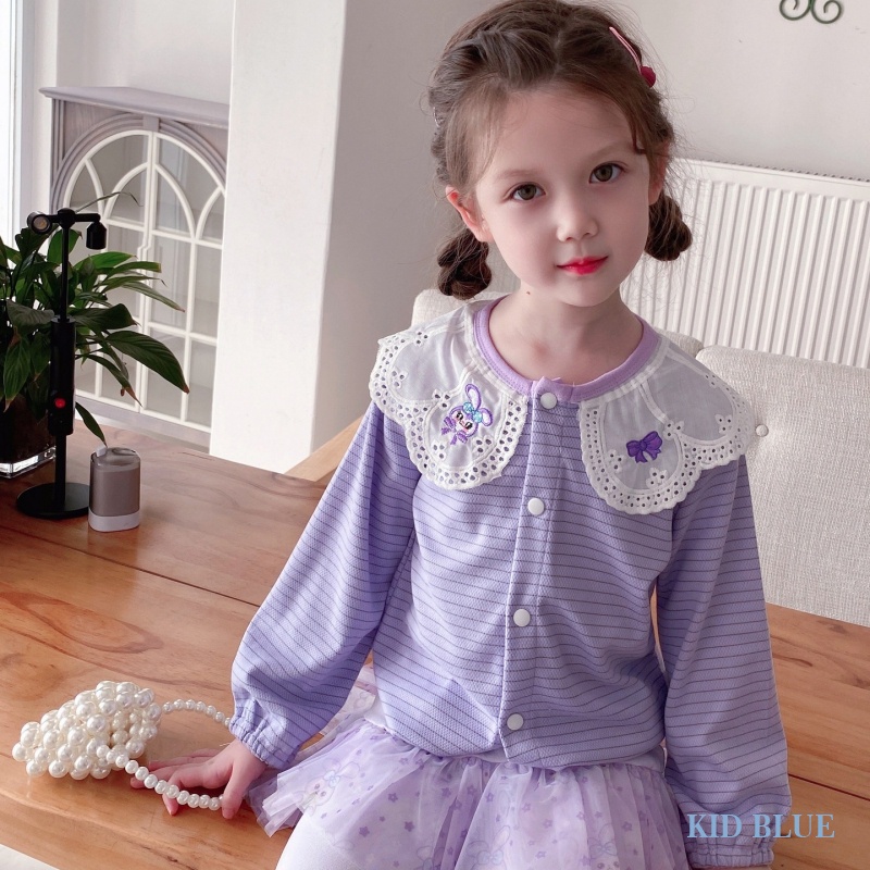 Áo Khoác Mỏng Cổ Búp Bê Phối Ren Thời Trang Mùa Thu Mới Cho Bé Gái