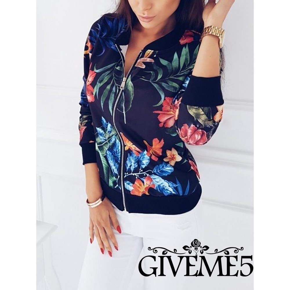 Áo khoác Bomber họa tiết hoa retro thời trang dành cho nữ | BigBuy360 - bigbuy360.vn