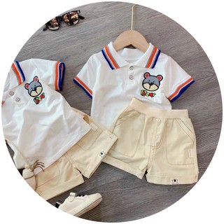 Bộ gấu bear cổ kẻ cho bé trai