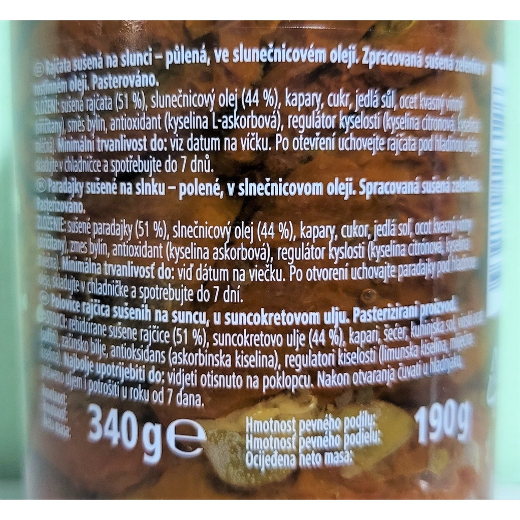 [Lọ 340g] CÀ CHUA PHƠI NẮNG NGÂM DẦU HƯỚNG DƯƠNG [Italia] METRO CHEF Pomodori Secchi in Olio