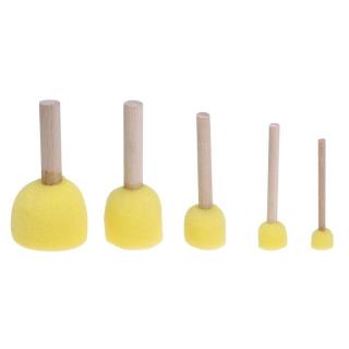 5pcs Sponge Paint Brush Wooden Handle Painting Tool Graffiti Kids DIY Doodle Drawing Brushes Toys