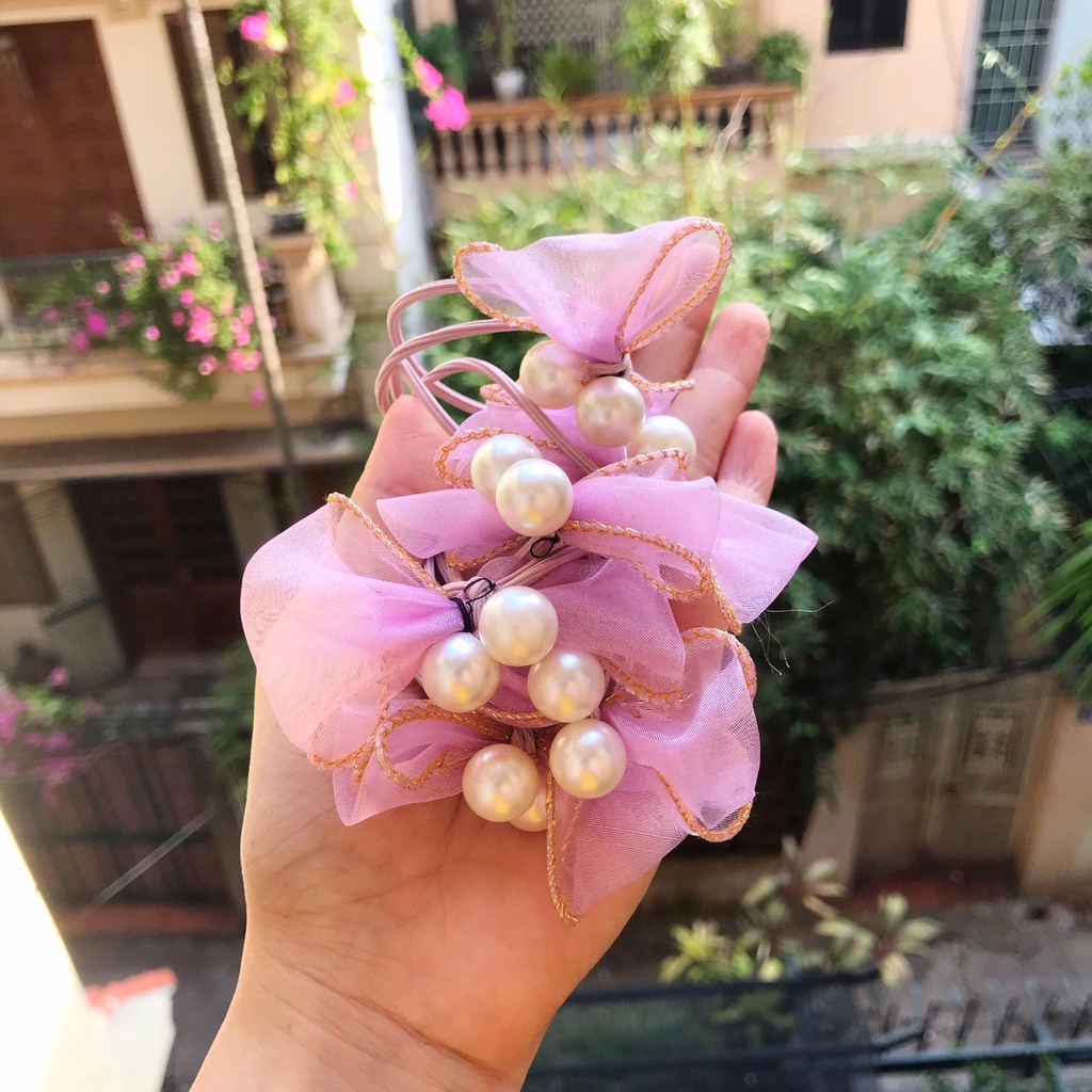 Chun buộc tócdây cột tóc nơ ngọc cực xinh-Hugo Shop