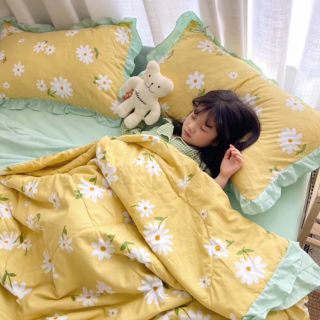 Set cotton đũi bèo (4món) hoa vàng