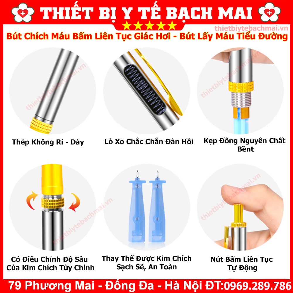 BÚT CHÍCH MÁU LIÊN TỤC CAO CẤP Dùng Lấy Máu Đo Đường Huyết, Giác Hơi