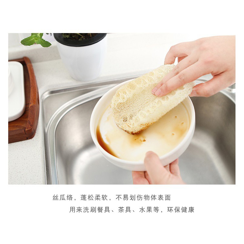 Xơ mướp rửa bát - có thể làm bông tắm,đã ép sẵn - sẽ nở to khi nhúng nước