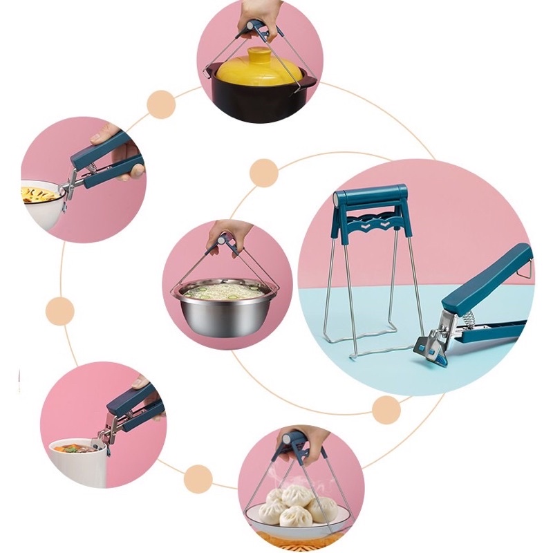 Bộ dụng cụ nhà bếp chống nóng 6 món kẹp gắp nóng bằng thép không gỉ tiện lợi cho gia đình