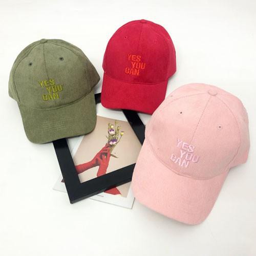Mũ Lưỡi Trai Nam Nữ Jussy Fashion Nón Kết YES YOU CAN Phong Cách Nón Lưỡi Trai Chất Vải Nhung Gân Dày Mịn Thoáng Mát