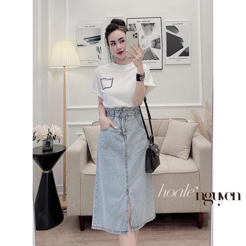 chân váy bò dài cạp chun | BigBuy360 - bigbuy360.vn