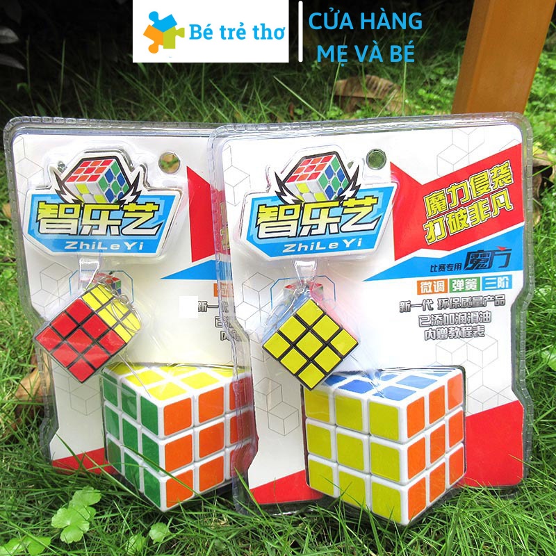 Rubik 3x3 kèm móc khóa hình rubik cho bé