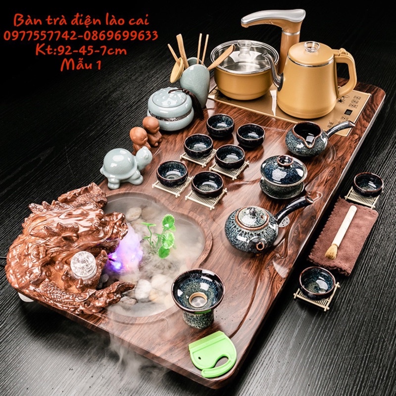 Bàn trà điện thông minh + bếp đun cách nhiệt💥 CAO CẤP 💥 Bàn trà điện rồng phun nước tự động thoát nước