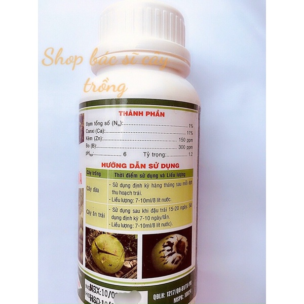 Phân bón lá Chống Nứt, Rụng Trái Dừa chuyên dùng tất cả giống Dừa hàng chính hãng chai 500ml