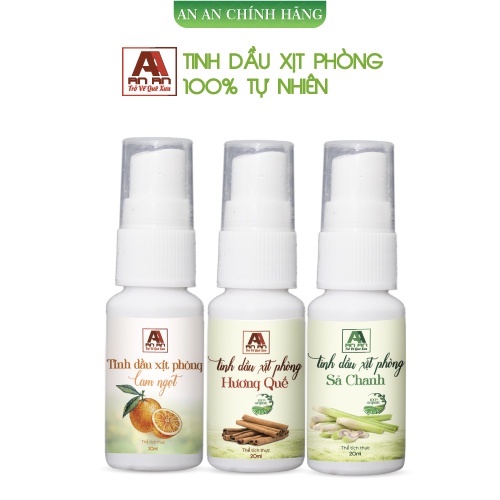 Bình xịt phòng tinh dầu Cam Ngọt, Quế, Sả Chanh An An 20ml thơm nhà đuổi muỗi