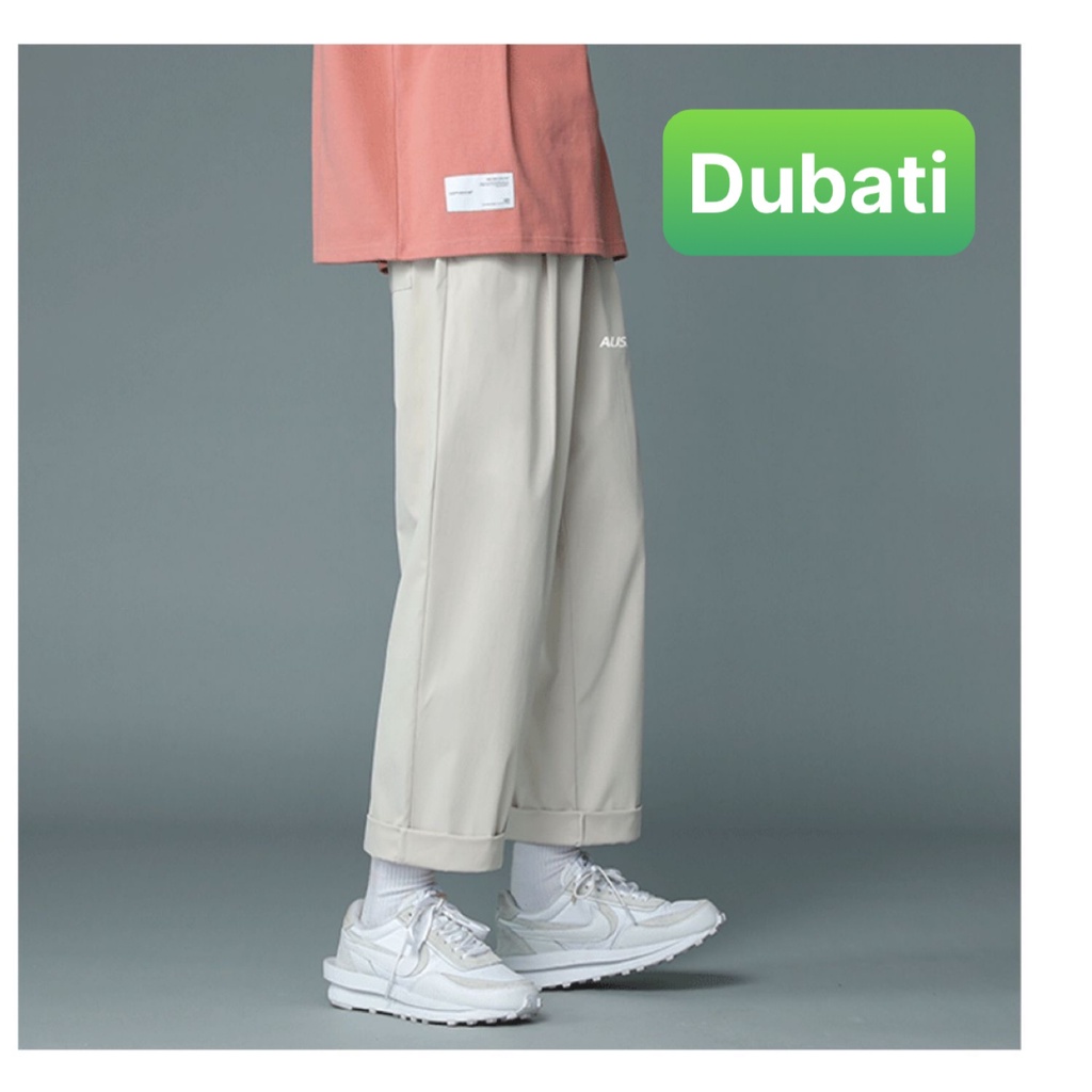 Quần baggy nam nữ Unisex ống rộng in chữ AUSSUP - Kiểu quần Kaki Nam Nữ Ống Suông Basic Unisex Sành điệu mới - Dubfashon