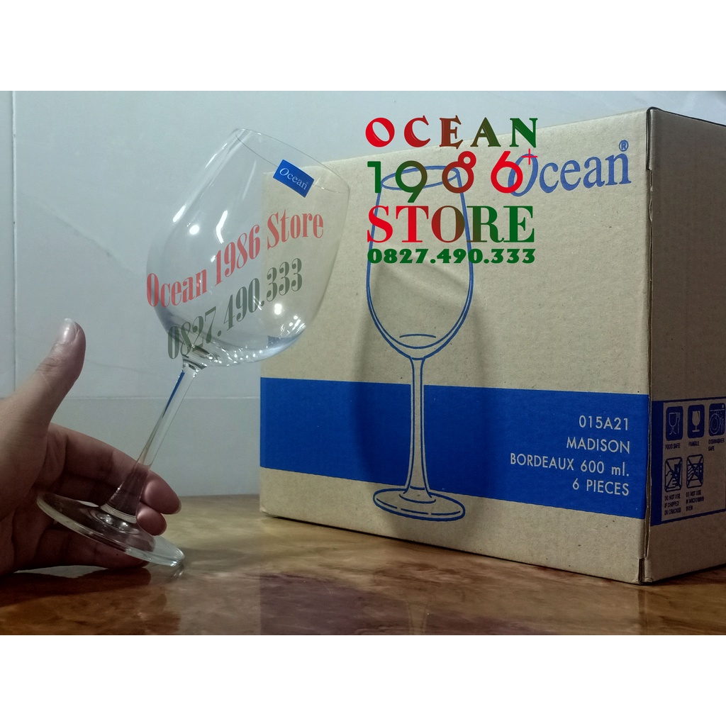 Bộ 6 Ly Rượu Vang Đỏ Thủy Tinh Ocean Madison Bordeaux – 600ml – 1015A21 – Sản Xuất Thái Lan
