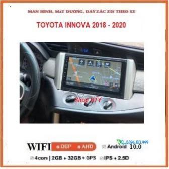COMBO Màn hình ô tô dvd android theo xe Toyota Innova 2018-2020 có mặt dưỡng và giắc zin đi kèm.