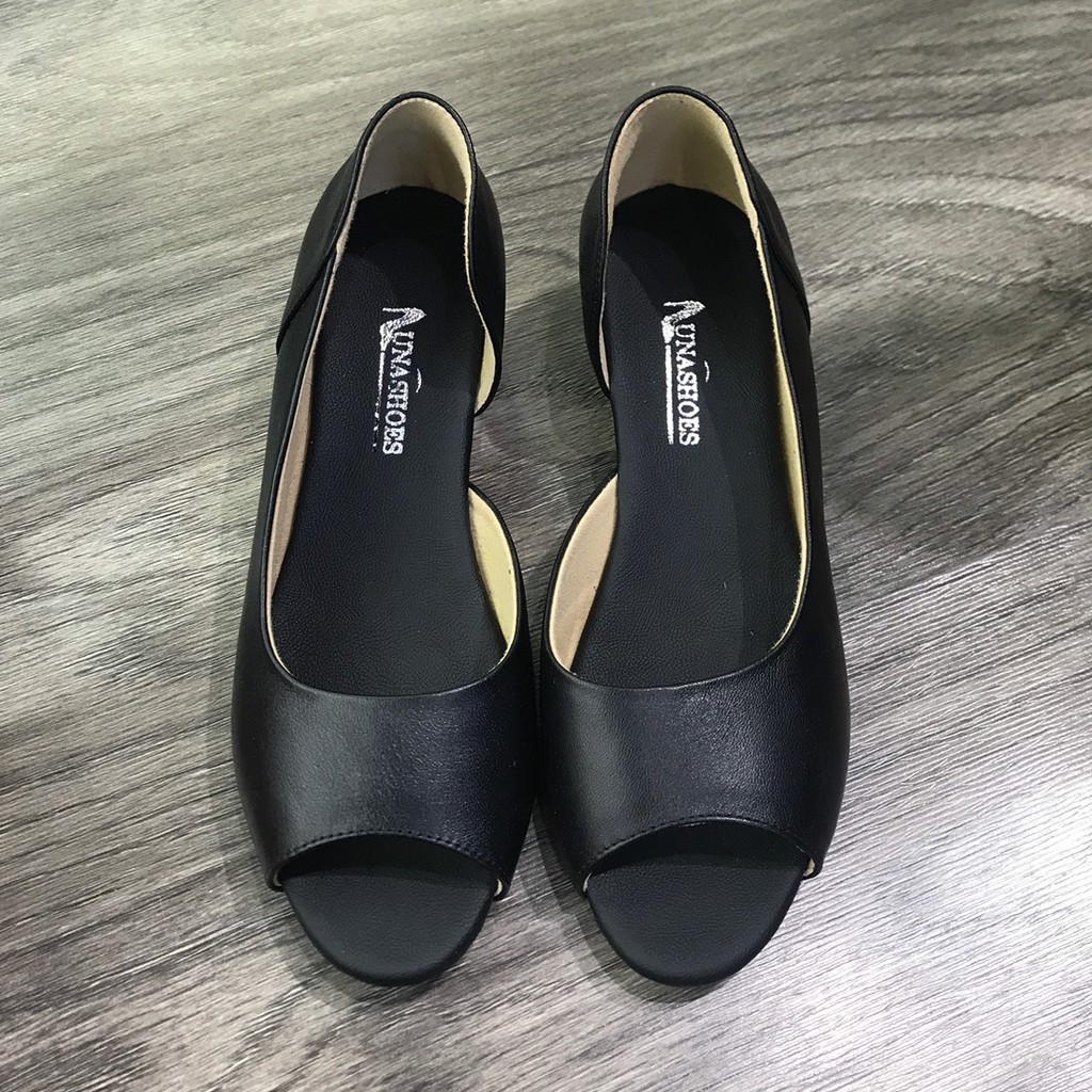 Giày đế xuồng nữ búp bê 3p Lunashoes (24811) hở mũi da thật cao cấp dễ đi kiểu Hàn quốc nhiều màu
