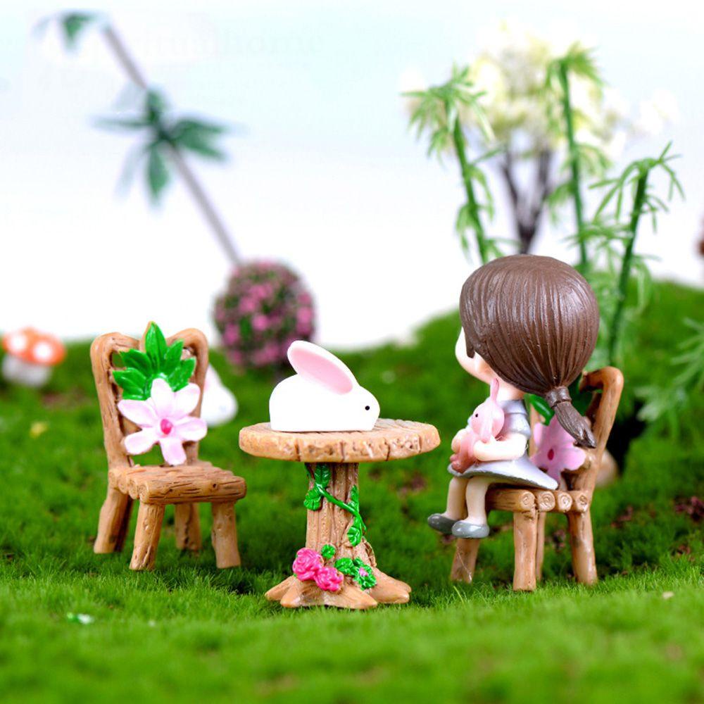 Set 3 Tượng Gỗ Mini Trang Trí Tiểu Cảnh DIY