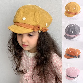 Mũ Beret Chấm Bi Cho Bé Gái