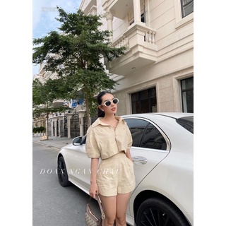 SET ÁO SƠ MI CROPTOP KÈM SHORT