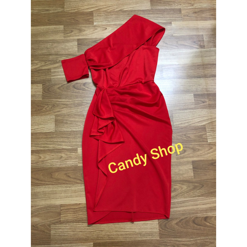 Đầm body lệch vai bèo eo xẻ tà sang chảnh + Ảnh thật | BigBuy360 - bigbuy360.vn