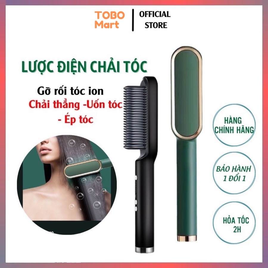 Lược điện ⚡️𝐅𝐑𝐄𝐄𝐒𝐇𝐈𝐏⚡️ lược điện chải tóc tạo kiểu kiêm Uốn - Duỗi - Ép tóc chống khô tóc Hàn quốc bản 2022- BH 1 năm