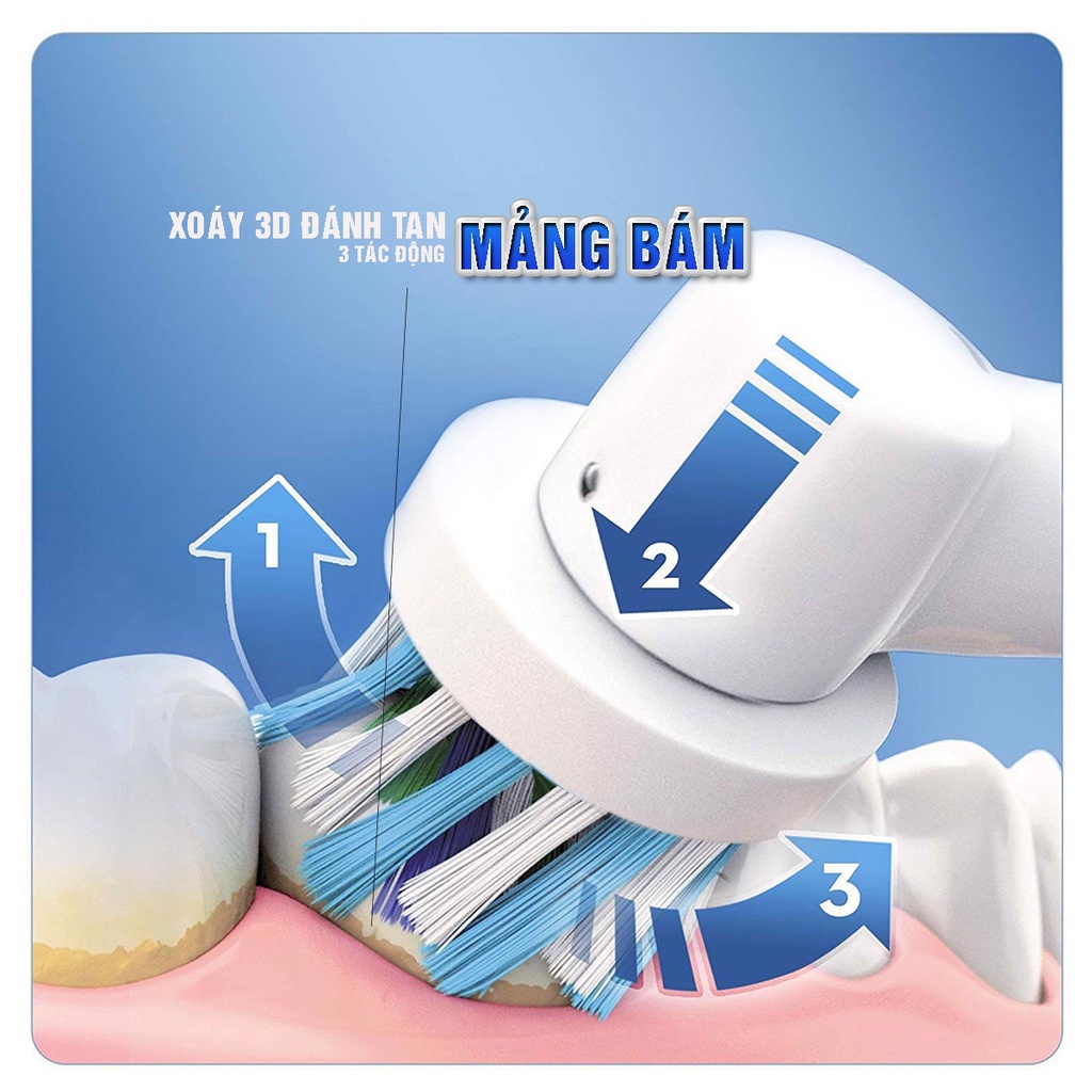 Set bộ 4 đầu bàn chải đánh răng điện máy Oral B Braun Vitality SB, bàn chải lông mềm Minh House