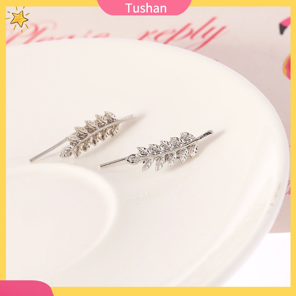 Khuyên tai nữ dáng dài hình lá cây độc đáo