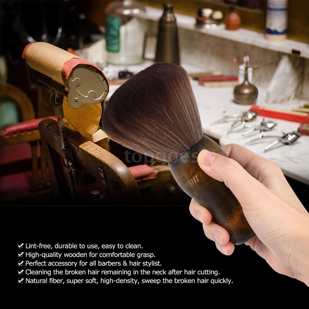 Cọ phủi tóc cổ làm bằng tay cầm gỗ dùng cho salon