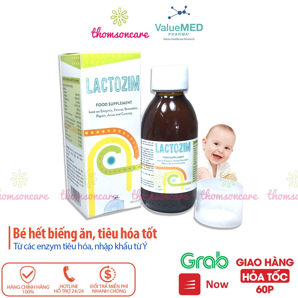 Lactozim - Bổ sung các enzym tiêu hóa giúp trẻ ăn ngon, hấp thụ tốt, giảm biếng ăn Lactozym nhập khẩu từ Ý