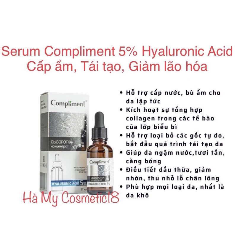 Serum Compliment 5% Hyaluronic Acid  Cấp ẩm, Tái tạo, Giảm lão hóa