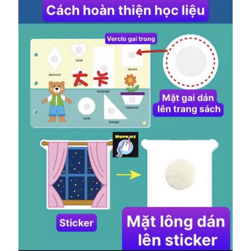 Học liệu bóc dán Montessori 17 chủ đề, busy book giáo dục sớm cho trẻ