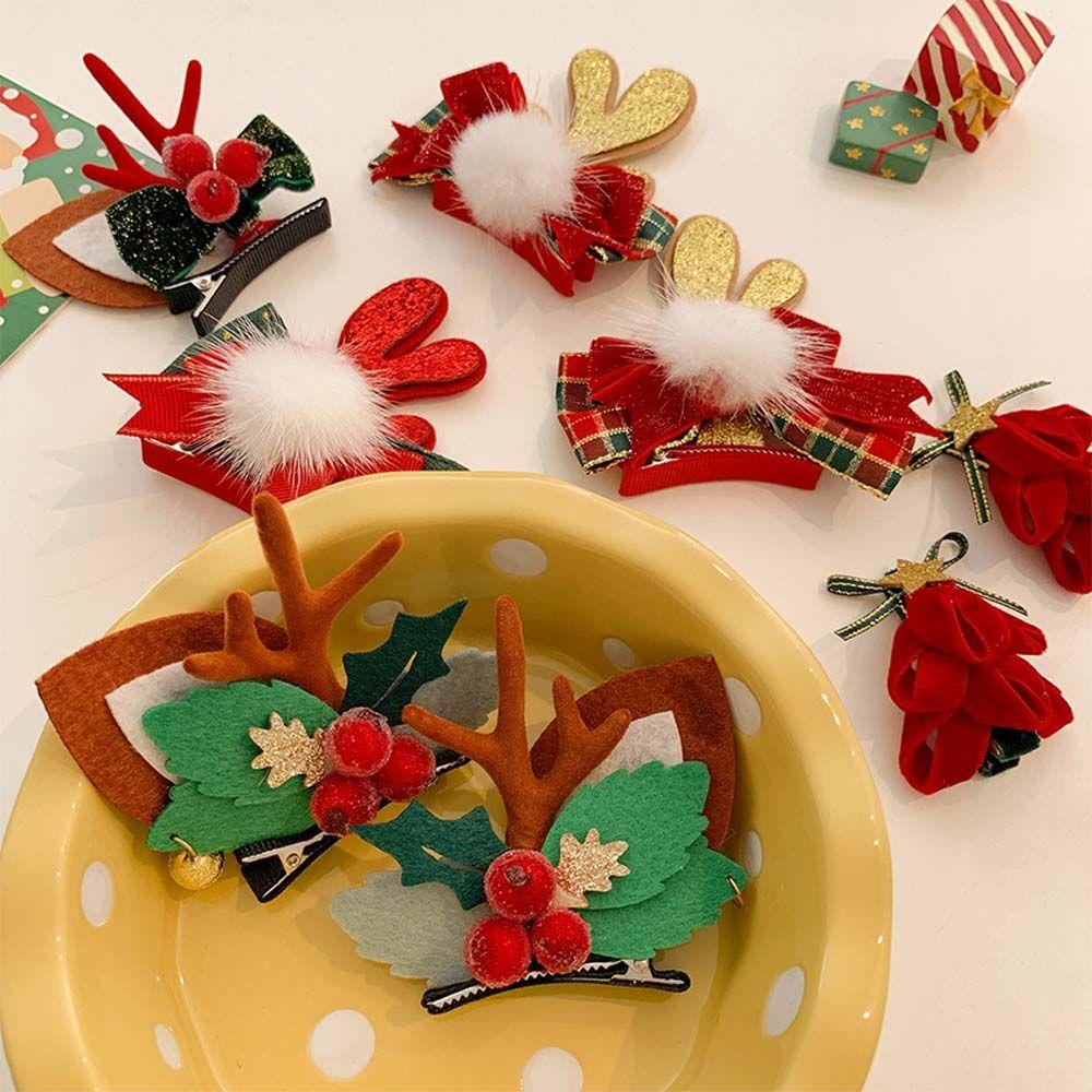 IVORY Phụ Kiện Kẹp Tóc Đính Nơ Phong Cách Giáng Sinh Đáng Yêu Dành Cho Bé Gái