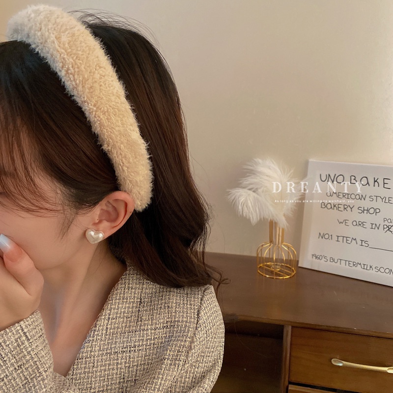 Băng Đô Cài Tóc Họa Tiết Hình Học Màu Trà Sữa Phong Cách Hàn Quốc Thời Trang Thu Đông Cho Nữ