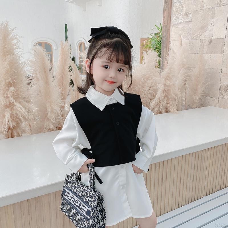 Set váy áo sơ mi bé gái phong cách hàn quốc