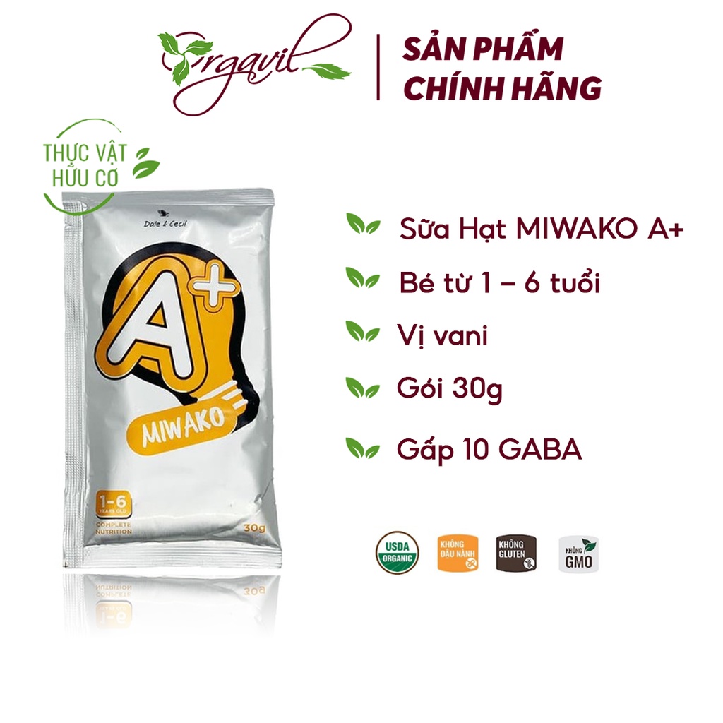 Sữa Hạt Thực Vật Hữu Cơ Miwako A+ Hương Vanilla Gói 30g - Orgavil