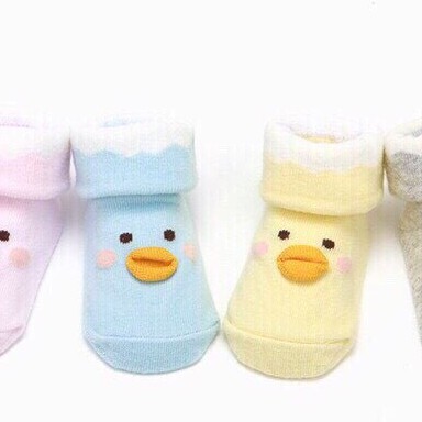 [100% HÌNH ẢNH THẬT]Set 4 Đôi Vớ Tất Vịt Baby Socks Thun Cotton Có Chống Trượt Xinh Xắn Cho Trẻ sơ sinh 0-6m