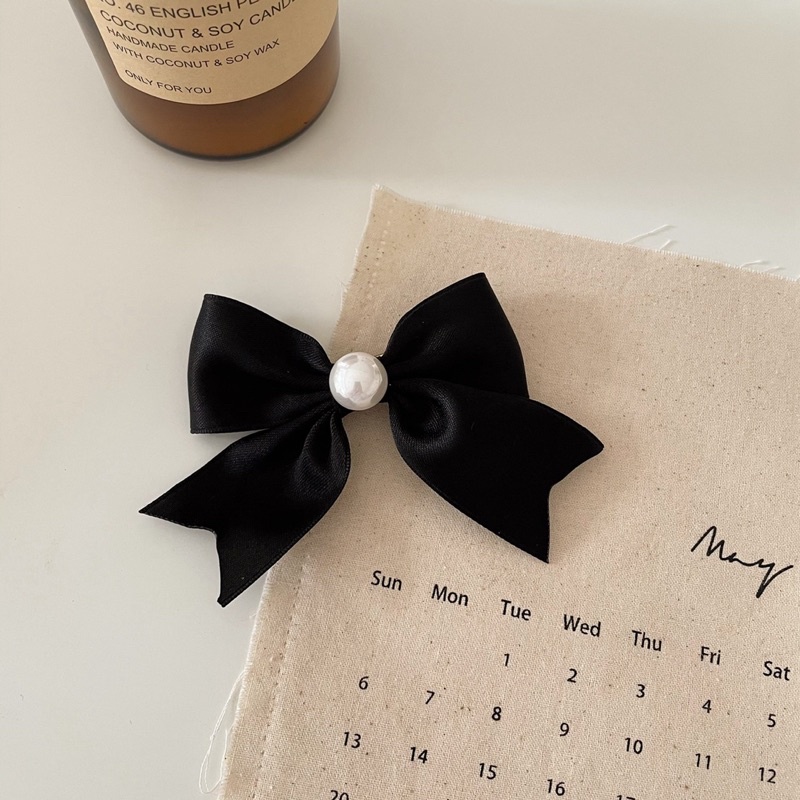 Nơ kẹp tóc đính hạt ngọc trai nhân tạo dễ thương N44