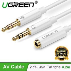 Cáp Gộp Audio 3.5mm 2 Vào 1 Ra - Mic và Headphone Vỏ nhôm Cao cấp Ugreen AV140 10790 20899