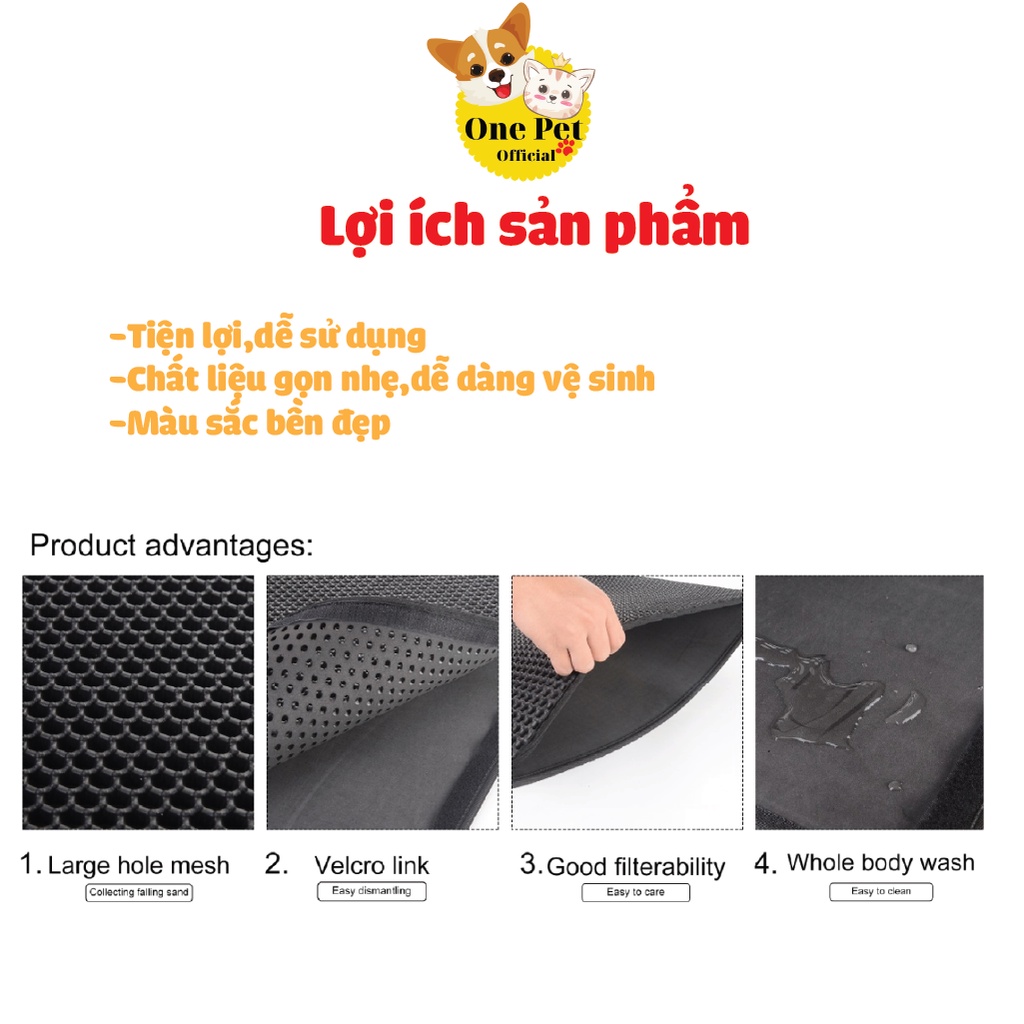 Thảm hứng cát vệ sinh cho Mèo, chống văng cát dễ dọn dẹp - One Pet Shop