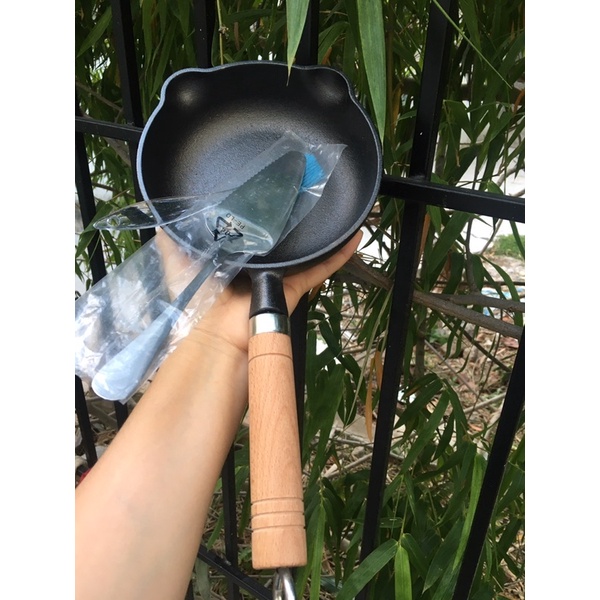 Chảo gang mini 16cm-20cm-25cm tay cầm chống bỏng-sử dụng bếp từ