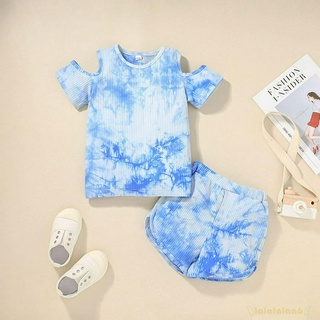 Set Áo Thun Tay Ngắn & Quần Short In Hình Trái Tim Cho Bé Gái 6-2 Tuổi